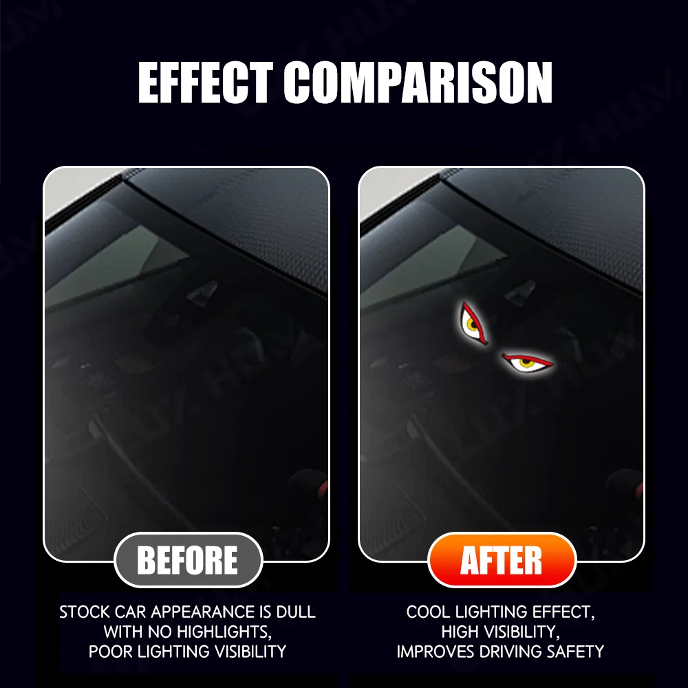 Solar Powered Car Window Decorative Light Wireless Cool Devil's Eyes Led Light Rechargeable Automatic On/Off Breathing Lamp thumbnail 4