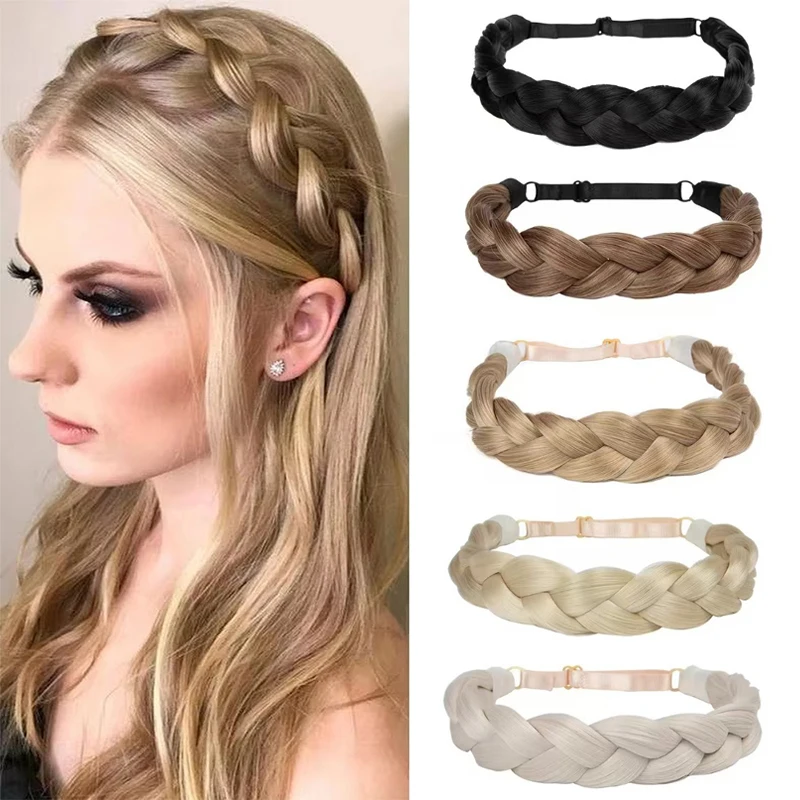 Fried Dough Twists braid wig headband hand woven synthetic bangs headband adjustable headband