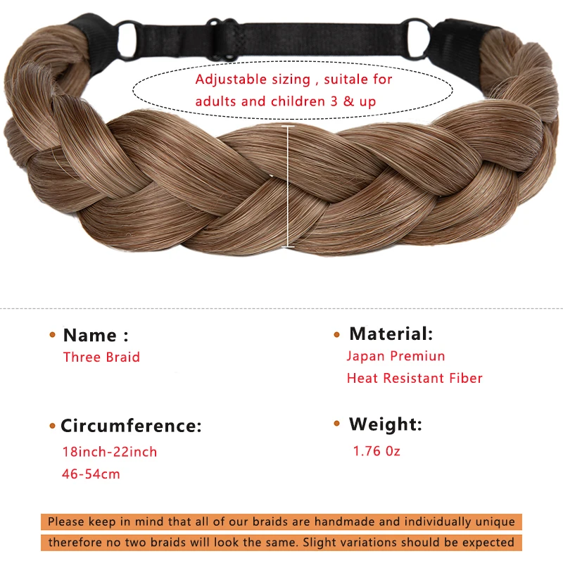 Fried Dough Twists braid wig headband hand woven synthetic bangs headband adjustable headband thumbnail 4