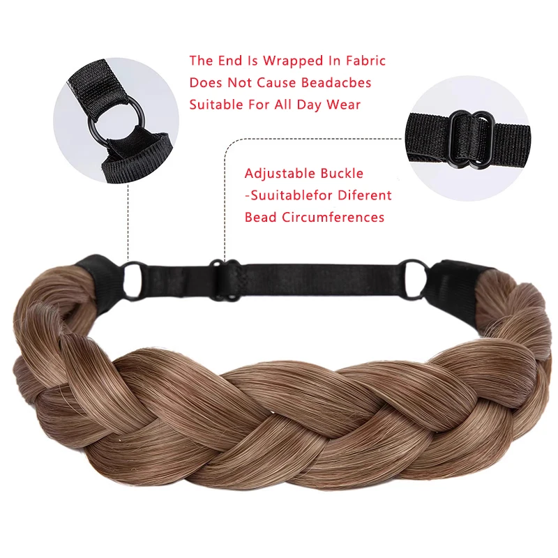 Fried Dough Twists braid wig headband hand woven synthetic bangs headband adjustable headband thumbnail 3