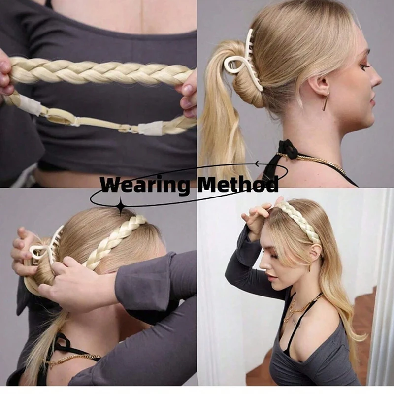 Fried Dough Twists braid wig headband hand woven synthetic bangs headband adjustable headband thumbnail 5