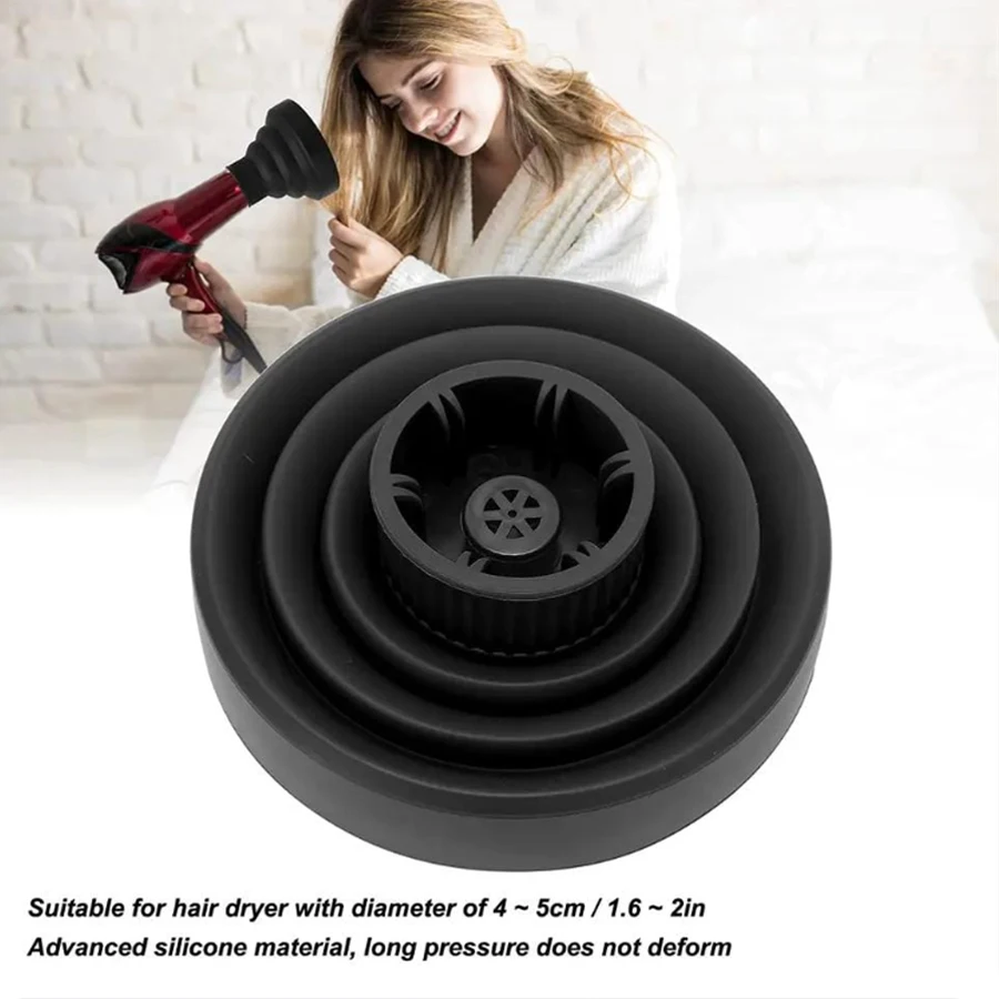 New Salon Tool Black Universal Silicone Hairdryer Diffuser Cover Adjustable Temperature Resistant Dispersing Drying Hair Dryer
