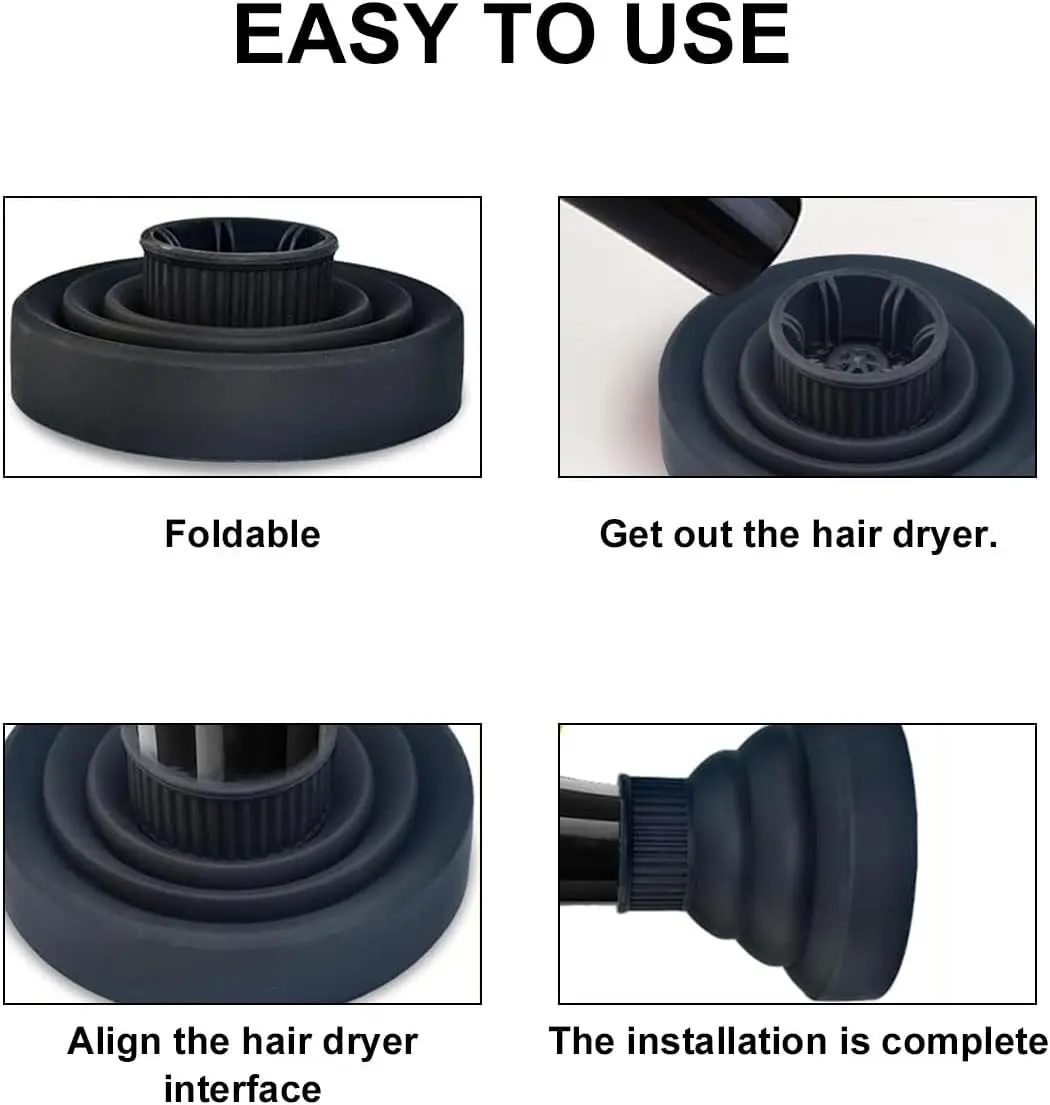 New Salon Tool Black Universal Silicone Hairdryer Diffuser Cover Adjustable Temperature Resistant Dispersing Drying Hair Dryer thumbnail 4