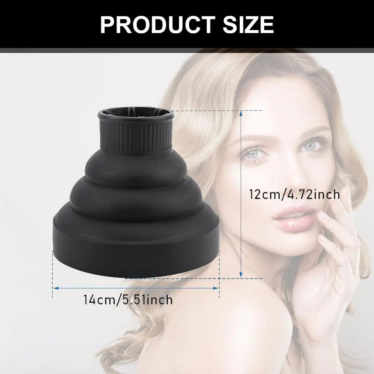 New Salon Tool Black Universal Silicone Hairdryer Diffuser Cover Adjustable Temperature Resistant Dispersing Drying Hair Dryer thumbnail 6