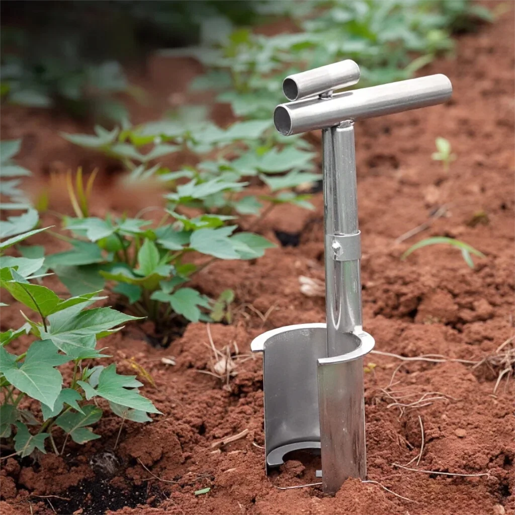 Stainless Steel Bulb Planter Tool Side Opening Transplanter Heavy Duty Soil Auger for Corn Vegetable Fruit Tree Garden Farming