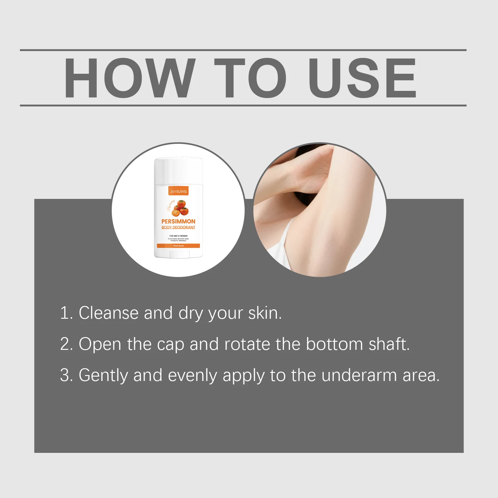 Persimmon Scent Deodorant Stick Remove Body Odor Lasting Refresh Reduce Underarm Sweat Women Men Skin Underarm Antiperspirant thumbnail 6