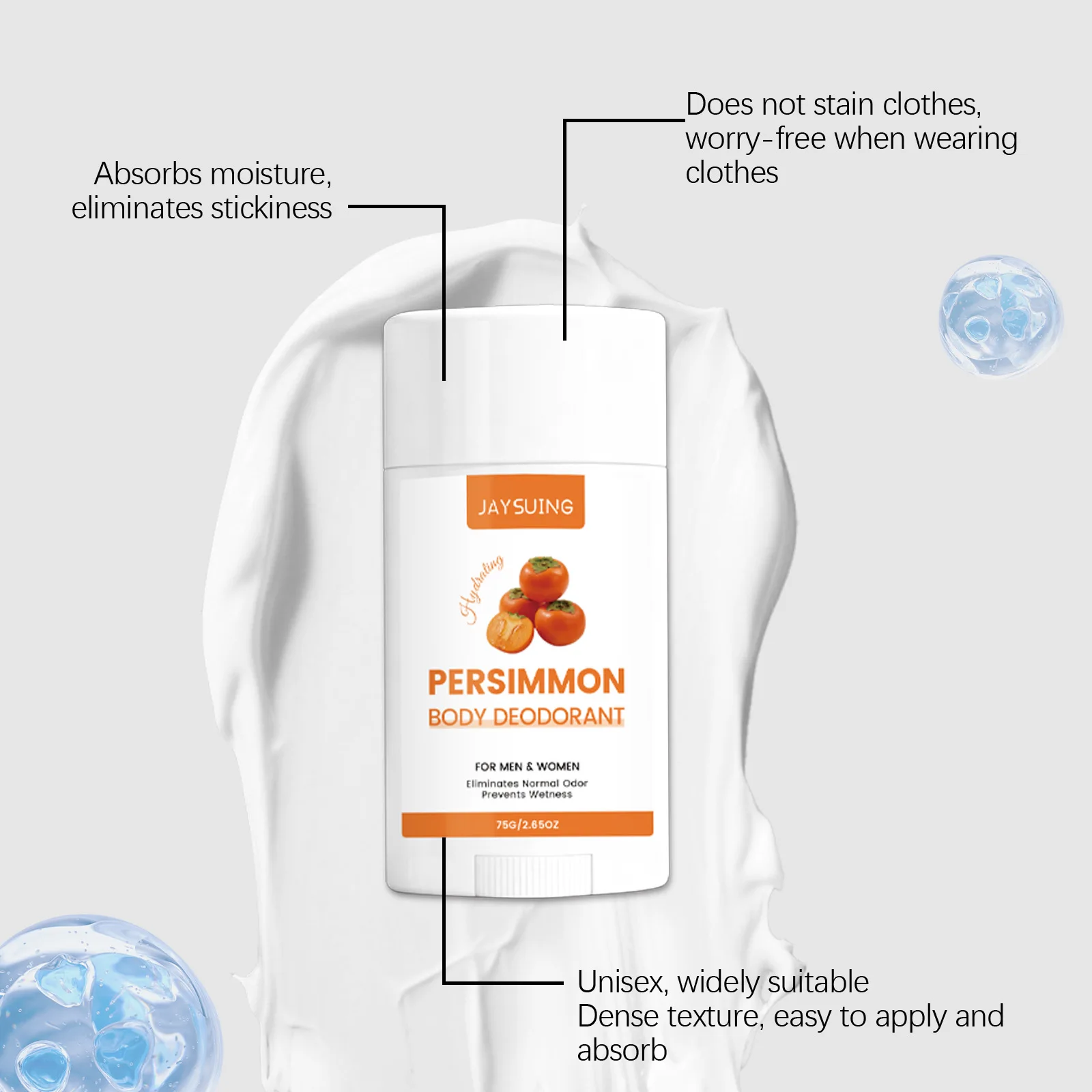 Persimmon Scent Deodorant Stick Remove Body Odor Lasting Refresh Reduce Underarm Sweat Women Men Skin Underarm Antiperspirant thumbnail 5