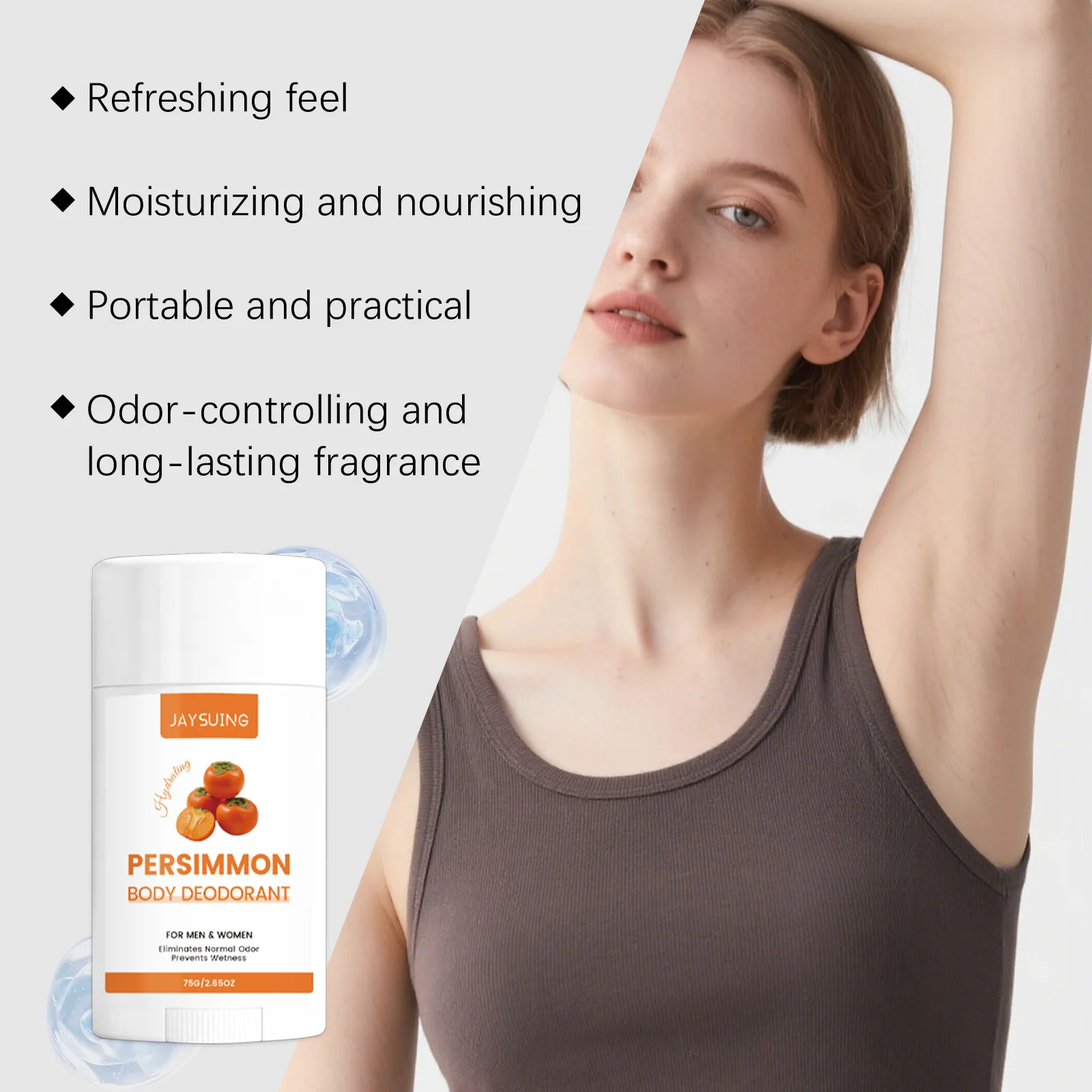 Persimmon Scent Deodorant Stick Remove Body Odor Lasting Refresh Reduce Underarm Sweat Women Men Skin Underarm Antiperspirant thumbnail 3
