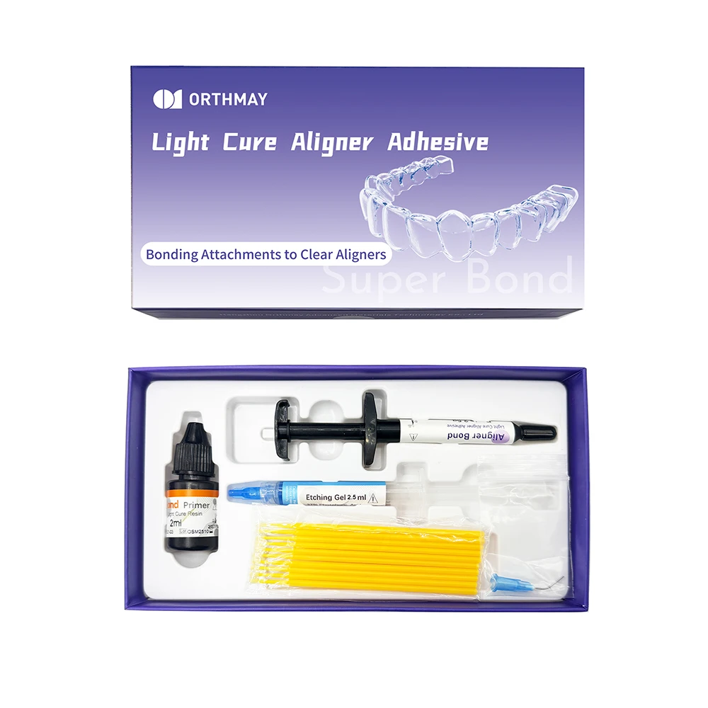 Dental Orthodontic Invisible Bonding Adhesive Kit for Attaching Ceramic/Metal/Plastic Attachments to Clear Aligners 2.5g Kit thumbnail 5