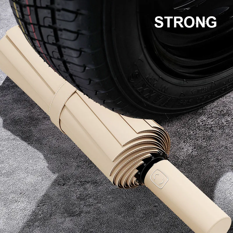 24 Bone Solid Automatic Umbrella Large Canopy  UV Protection Windproof Rainproof Outdoor Travel Sunshade Portable Parasol thumbnail 5