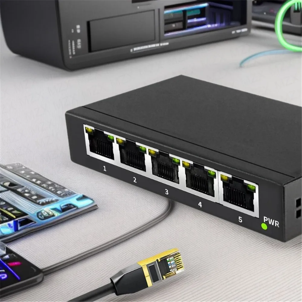 MZX Gigabit Network Switch 5 8 Ports 1000Mbps Networking Switcher RJ45 Hub Ethernet Stable Smart Internet Laptop PC Accessories thumbnail 4