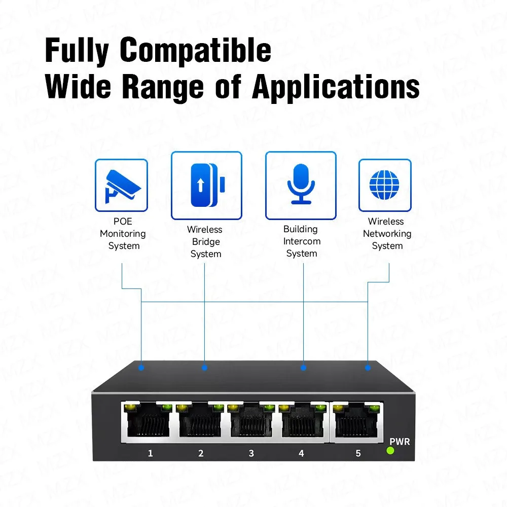 MZX Gigabit Network Switch 5 8 Ports 1000Mbps Networking Switcher RJ45 Hub Ethernet Stable Smart Internet Laptop PC Accessories thumbnail 6