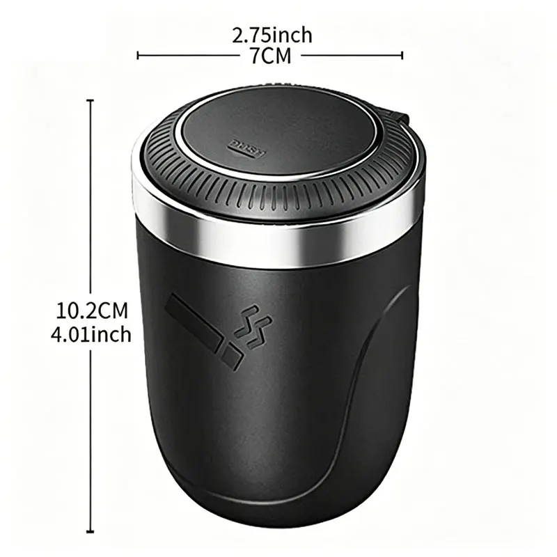 Car Ashtray with Lid Smell Proof, Car Cigarette Ashtray with Lid and Light, Stainless Metal Material, Easy To Clean for Most Car thumbnail 6