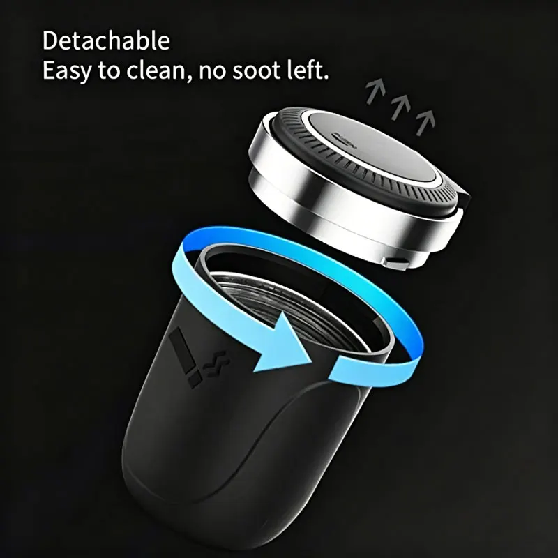 Car Ashtray with Lid Smell Proof, Car Cigarette Ashtray with Lid and Light, Stainless Metal Material, Easy To Clean for Most Car thumbnail 4