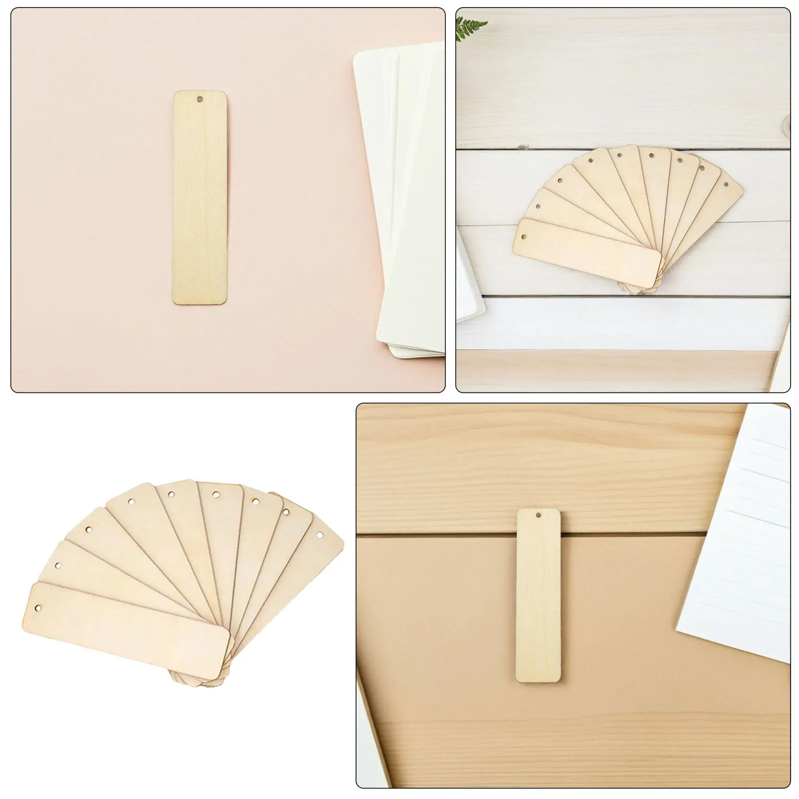 60Sets Wooden Bookmarks Natural Rectangle Wood Blanks 4.7x1.3in DIY Craft Painting Wedding Favor Tags Blank Wood Tags thumbnail 6