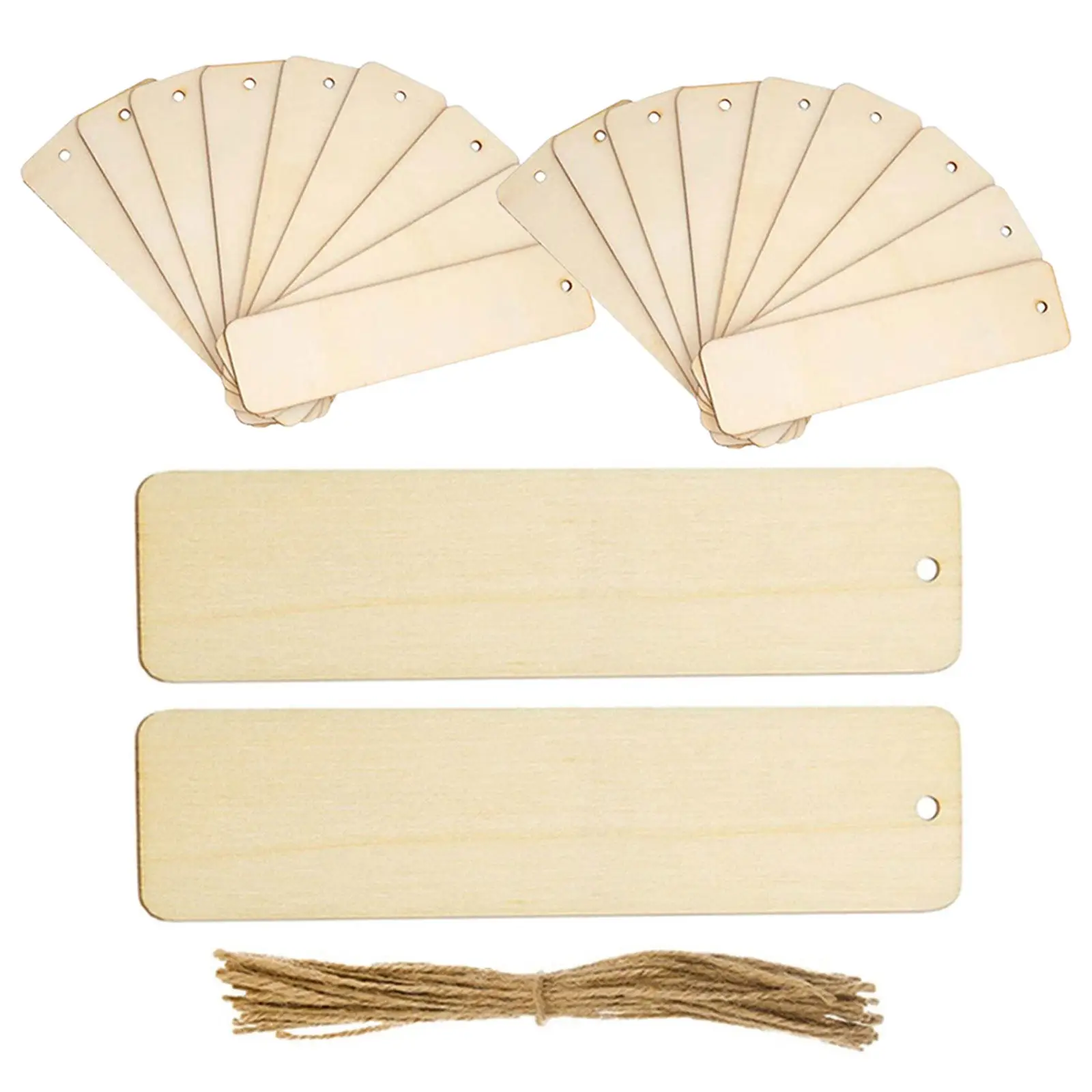 60Sets Wooden Bookmarks Natural Rectangle Wood Blanks 4.7x1.3in DIY Craft Painting Wedding Favor Tags Blank Wood Tags thumbnail 3