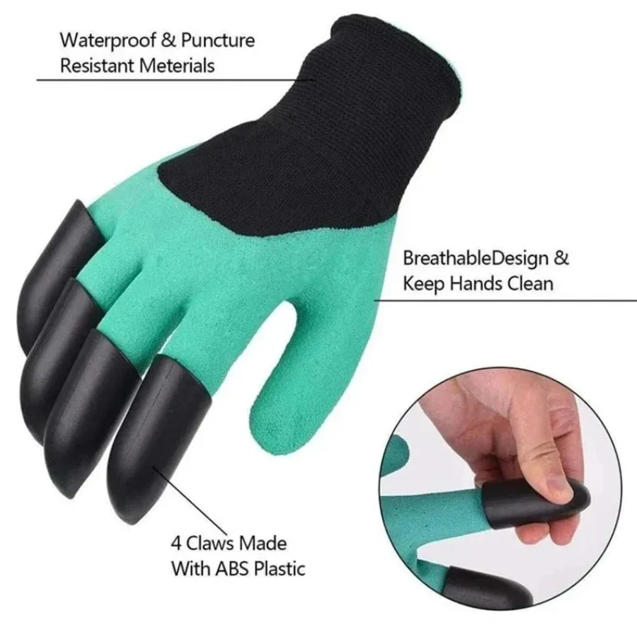 1Pair Gardening Gloves with Claws Waterproof Breathable Work Gloves for Digging Planting Gardening Yard Work Durable Anti-Slip thumbnail 2