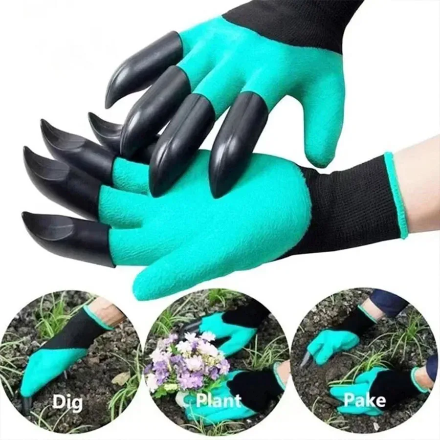 1Pair Gardening Gloves with Claws Waterproof Breathable Work Gloves for Digging Planting Gardening Yard Work Durable Anti-Slip