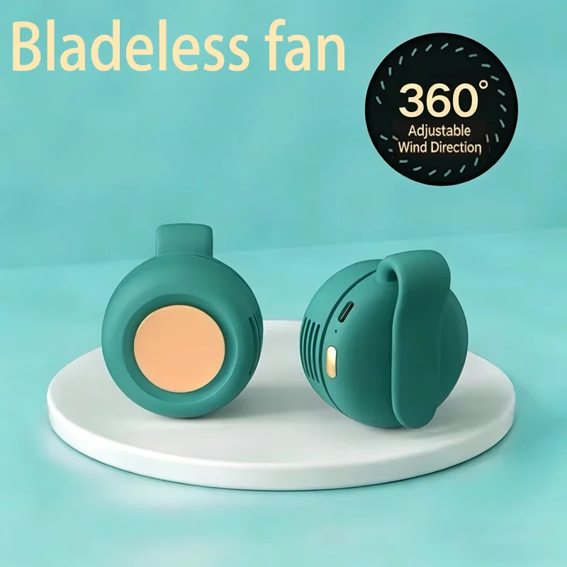 New USB charging small fan, waist mounted outdoor mini fan, small bladeless desktop handheld fan
