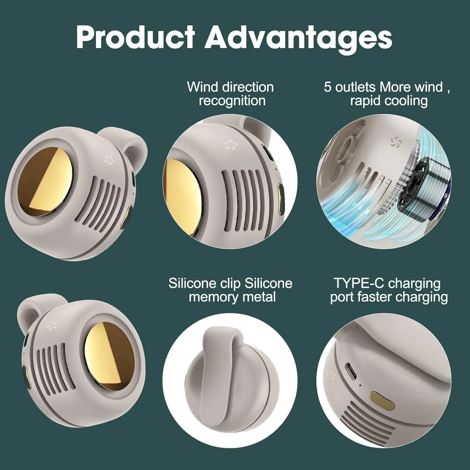New USB charging small fan, waist mounted outdoor mini fan, small bladeless desktop handheld fan thumbnail 2