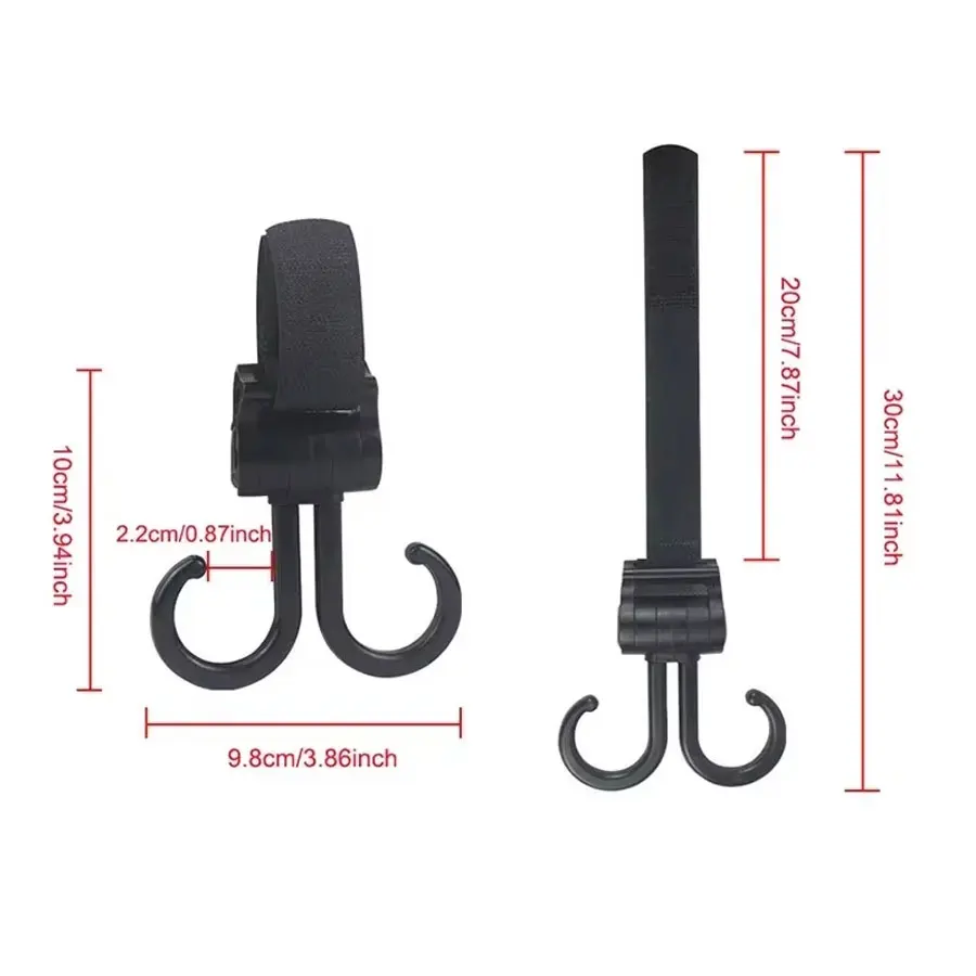 2pcs 360° Rotating Baby Stroller Hook, Heavy Duty Adjustable Velcro Strap, Durable Bag Hanger for Pram Accessories Cochecitos thumbnail 6