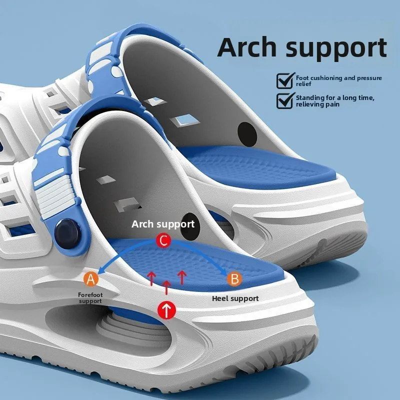 Arch support, anti slip, soft sole, wear-resistant cool slippers for wearing, thick sole breathable odor proof summer hole shoes thumbnail 2