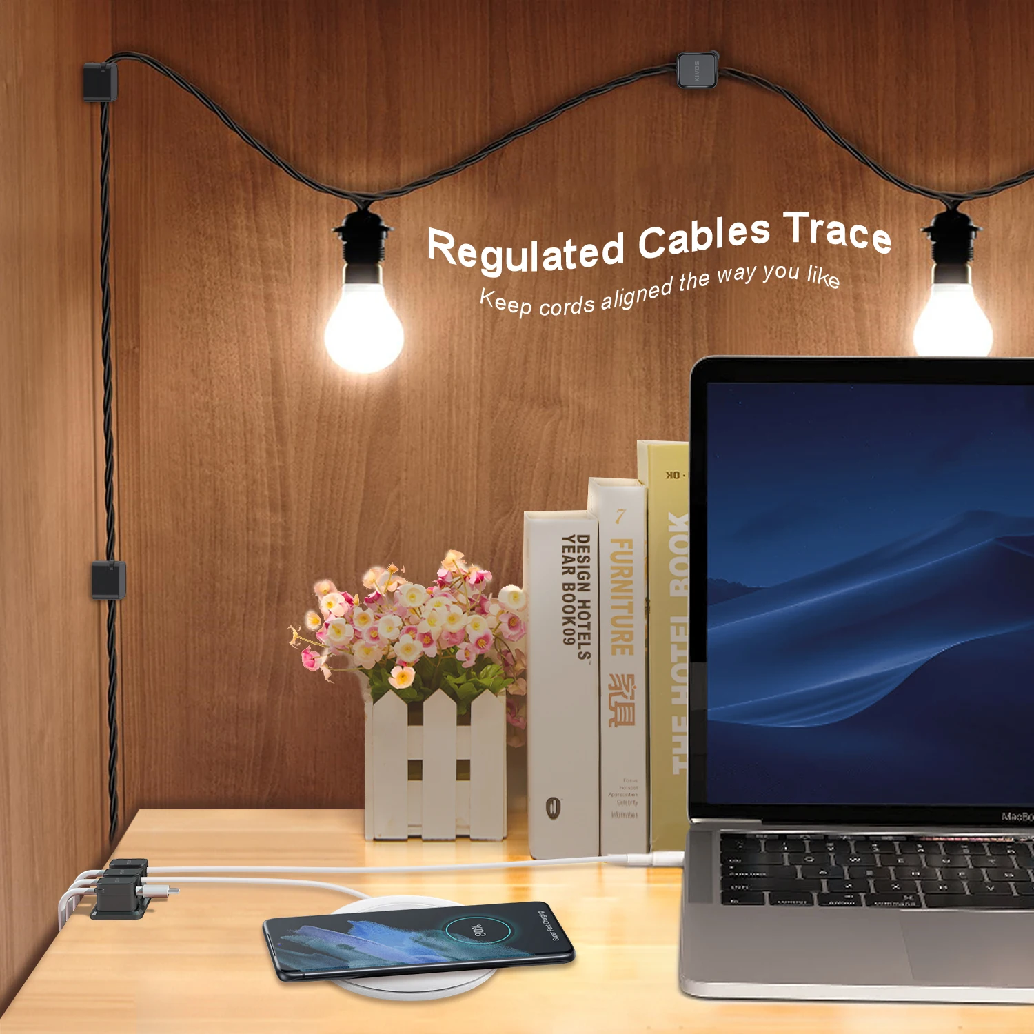 Cable Organizer, Cable Management Clips for Desk, Adjustable and Soft, for Phone Charger Cables, 6 Units thumbnail 4