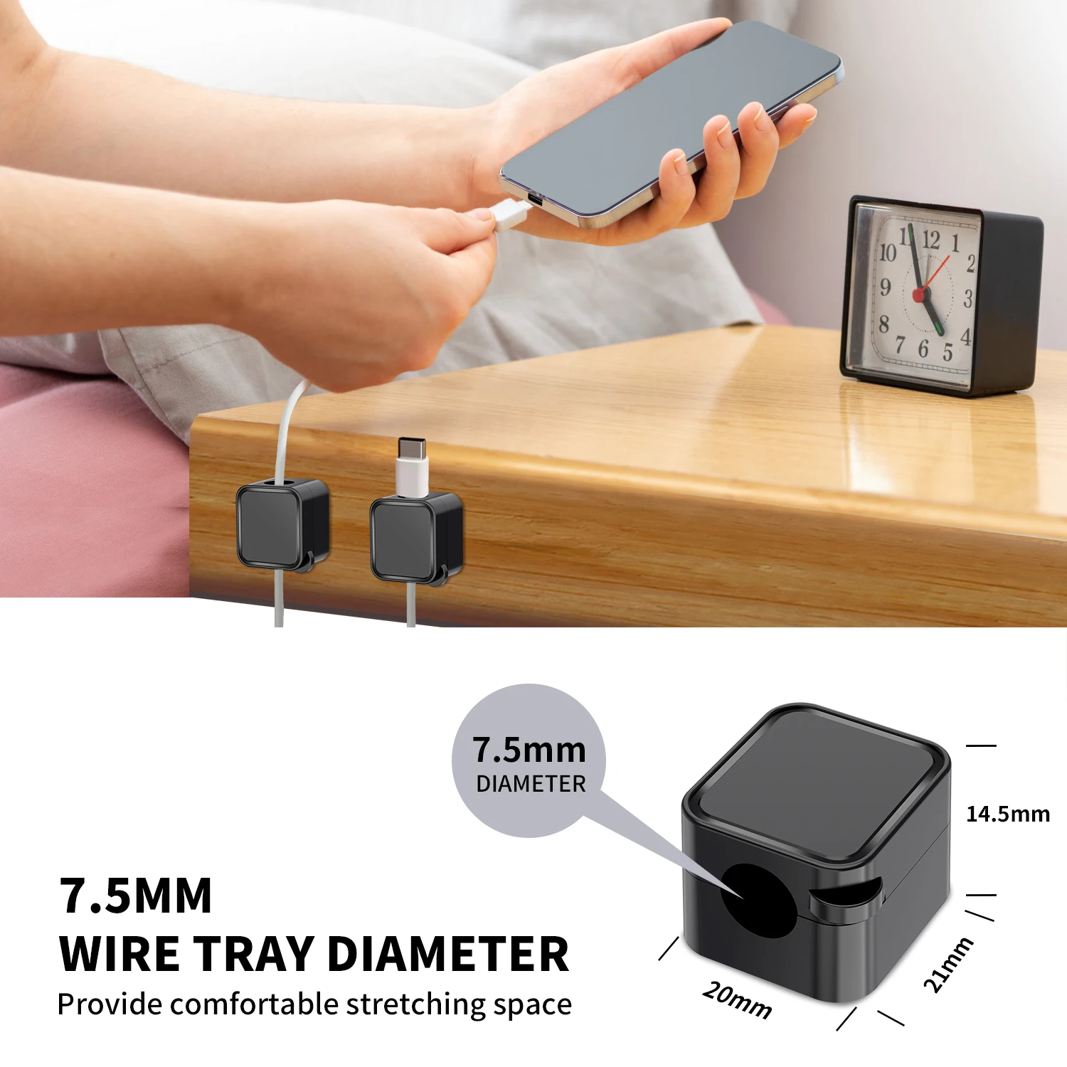 Cable Organizer, Cable Management Clips for Desk, Adjustable and Soft, for Phone Charger Cables, 6 Units thumbnail 2