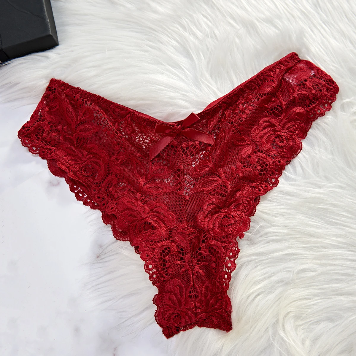 Transparent Red Lingerie Women's Underwear Sleepwear Lace Nightdress And Panty Pijamas Sets Female Nighty thumbnail 6
