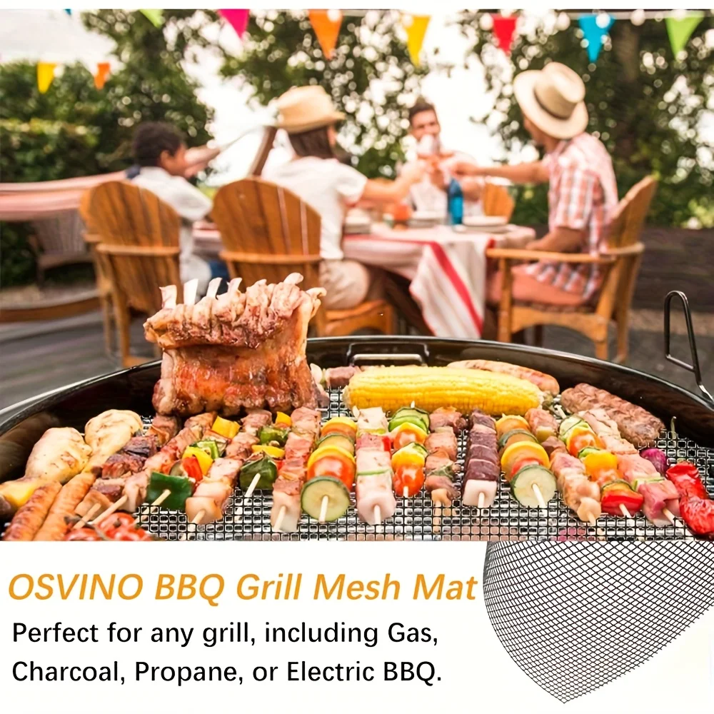 2pcs Teflon Non-Stick Grill Mesh Mats, Reusable BBQ Mats Suitable for Outdoor , Cooking Meat, Fish, Steak, And Vegetables thumbnail 5