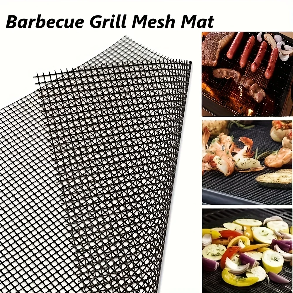 2pcs Teflon Non-Stick Grill Mesh Mats, Reusable BBQ Mats Suitable for Outdoor , Cooking Meat, Fish, Steak, And Vegetables