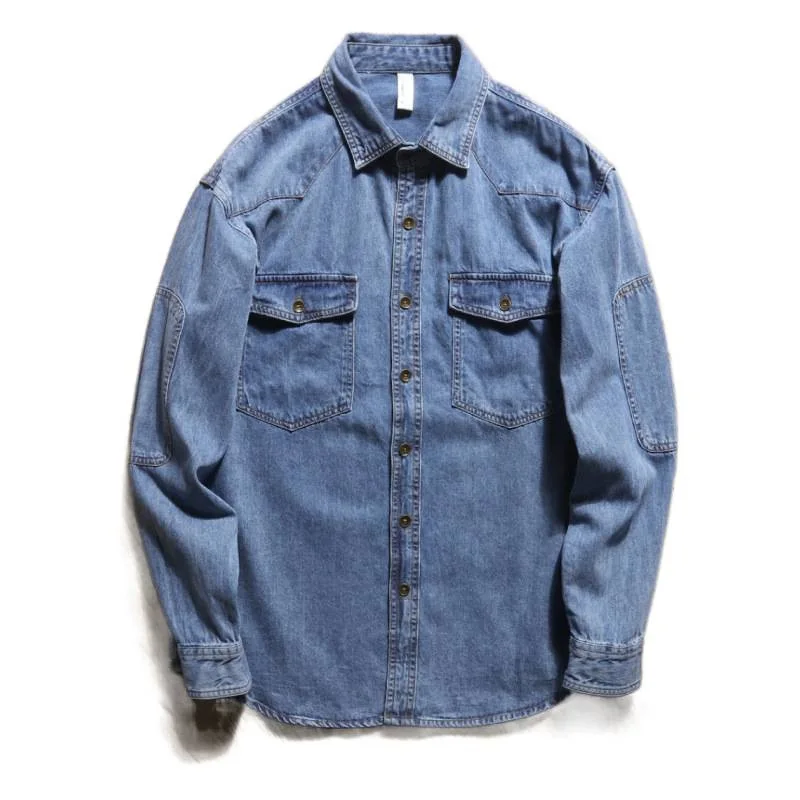 Washed Denim Long Sleeve Men's Shirt Jacket Loose Fit Spring Autumn New 2026 Trendy Brand Lightweight Couple's Top thumbnail 5