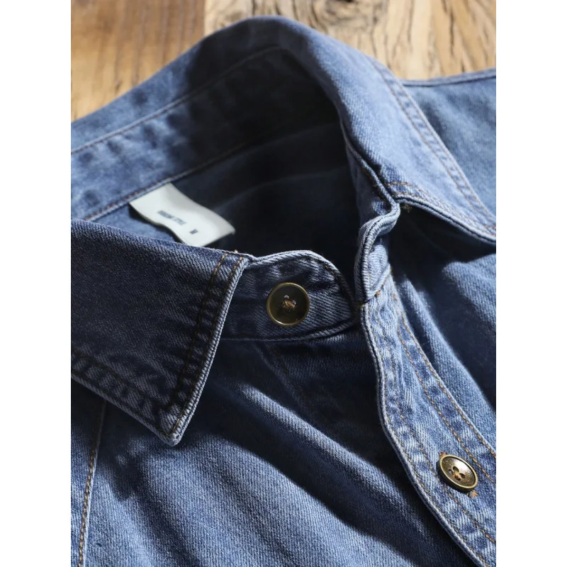 Washed Denim Long Sleeve Men's Shirt Jacket Loose Fit Spring Autumn New 2026 Trendy Brand Lightweight Couple's Top thumbnail 2