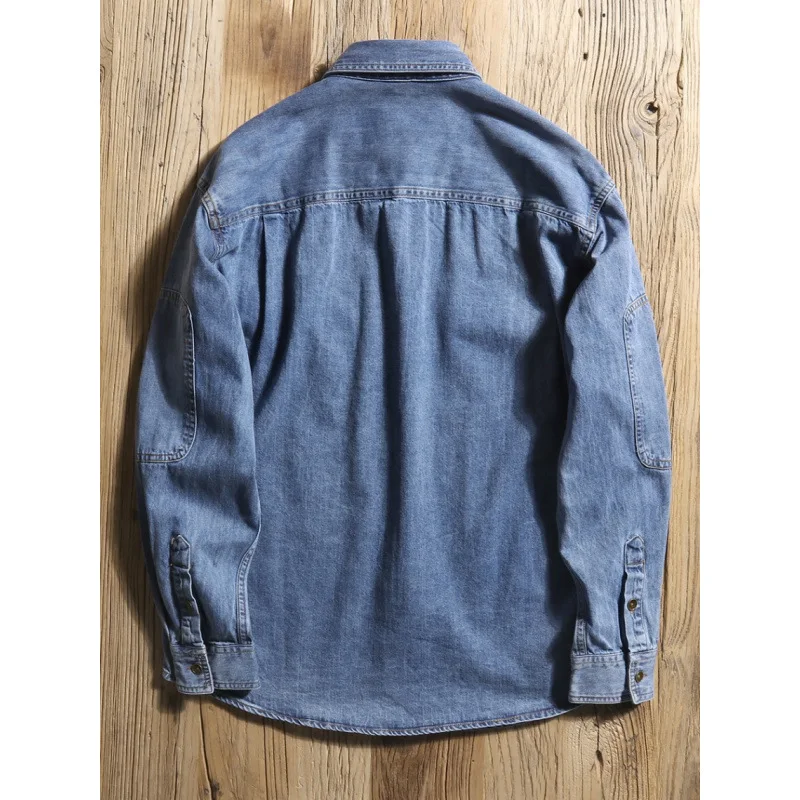 Washed Denim Long Sleeve Men's Shirt Jacket Loose Fit Spring Autumn New 2026 Trendy Brand Lightweight Couple's Top