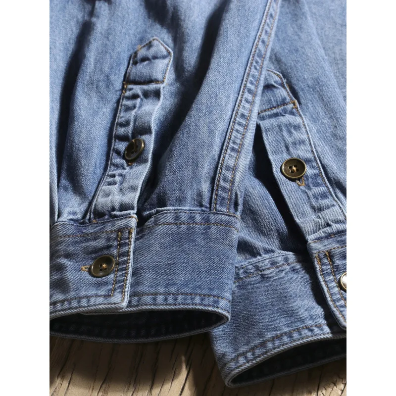 Washed Denim Long Sleeve Men's Shirt Jacket Loose Fit Spring Autumn New 2026 Trendy Brand Lightweight Couple's Top thumbnail 4