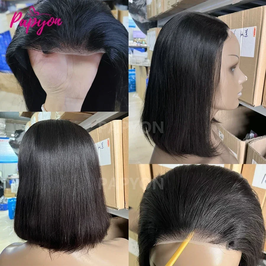 Short Bob Wigs Straight Glueless Wig Ready To Wear Human Hair Wigs Pre Cut 4x4 Elastic Drawstring Upgraded No Glue Lace Air Wig thumbnail 6