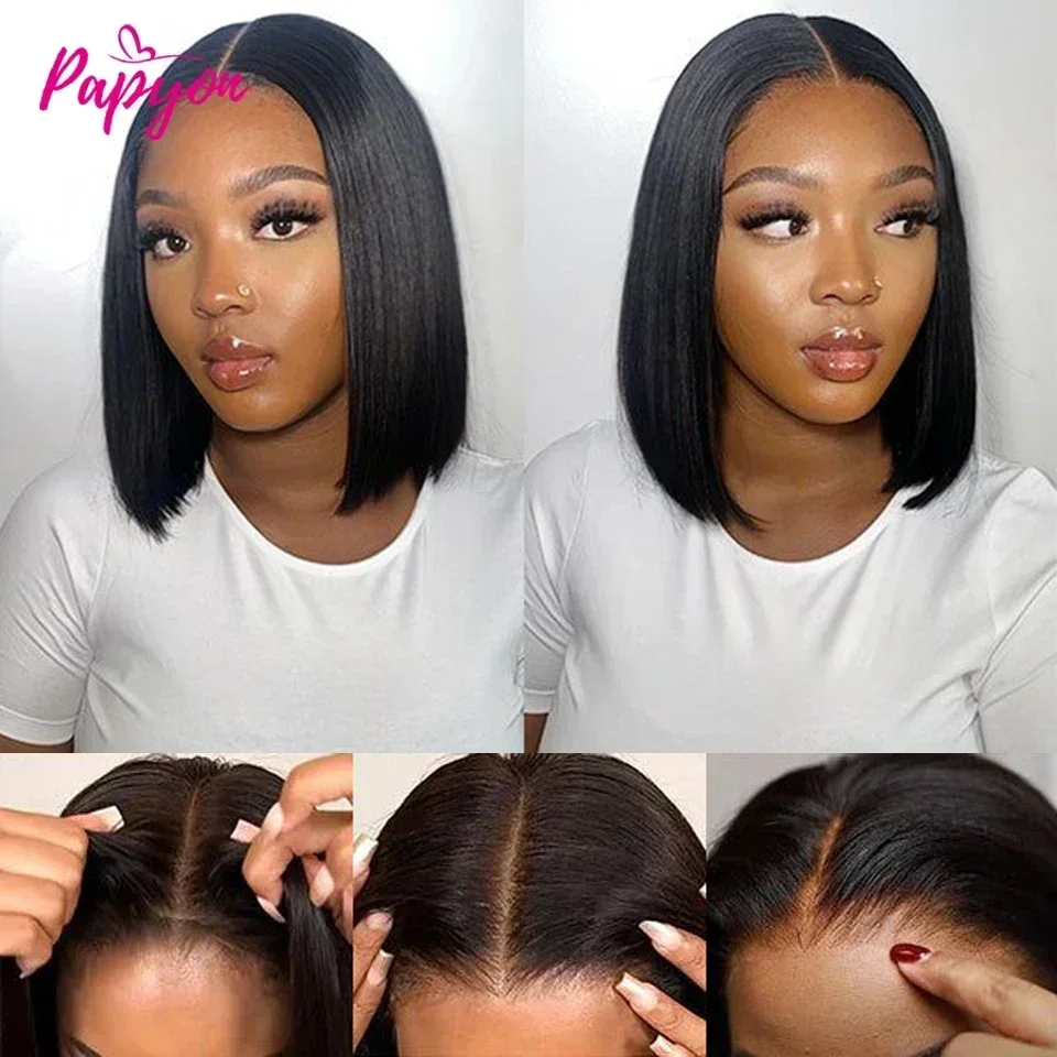 2026 new Short Straight Bob Wig, Glue-Free, Ready-to-Wear Real Hair Wig, Elastic Drawstring Upgraded Version thumbnail 2