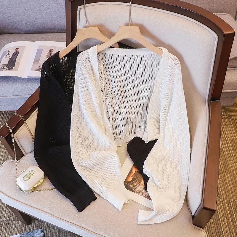 French Ice Silk Knitted Sun-Proof Cardigan Top Women's Summer Thin Jacket Waistcoat Suspender Skirt Shawl Outer Match Blouse thumbnail 6