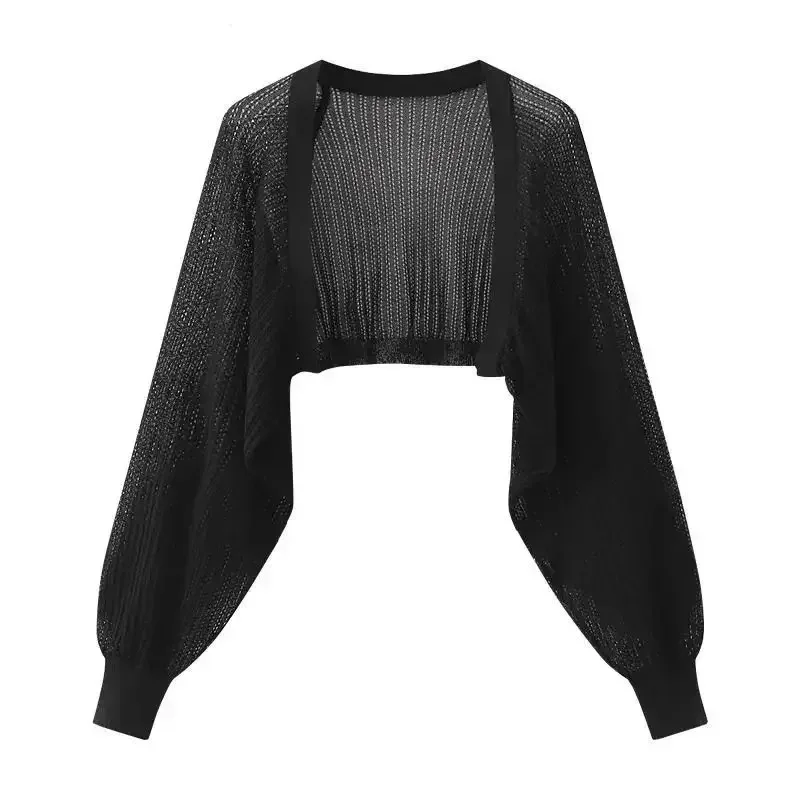 French Ice Silk Knitted Sun-Proof Cardigan Top Women's Summer Thin Jacket Waistcoat Suspender Skirt Shawl Outer Match Blouse thumbnail 2