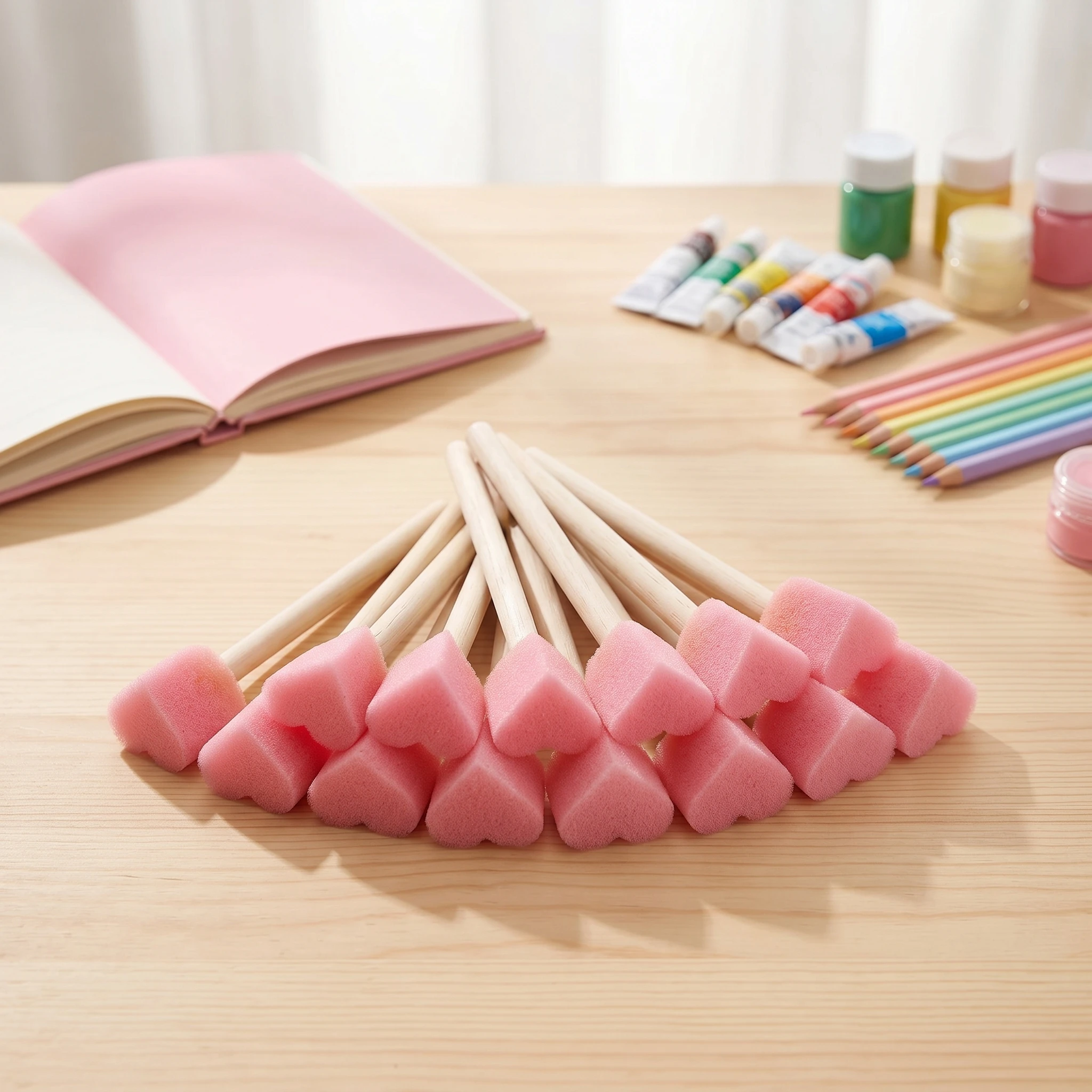Heart Shape Sponge Painting Brushes, Love Pattern Stamps for DIY Crafts & Art Projects, Washable Art Tools thumbnail 6