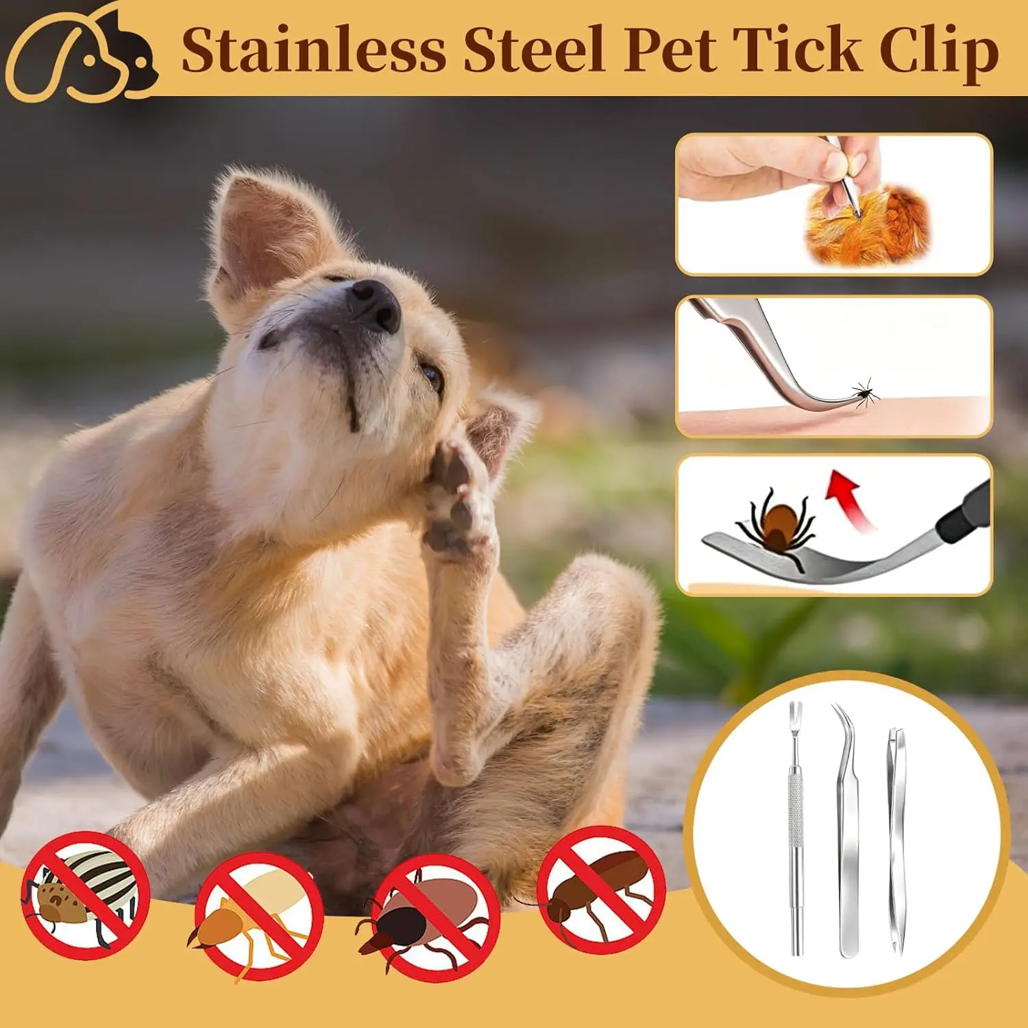 1Set Portable Tick Removal Tweezers Professional Painless Tick Remover Tool for Dogs Cats Pets Human Tick Extractor Accessories thumbnail 4