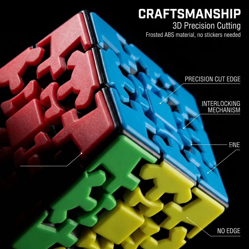 Premium 3D Gear Magic Cube Smooth Turning Brain Teaser Puzzle Desktop Fidget Stress Relief Sensory Toy For Hobby Collection thumbnail 3