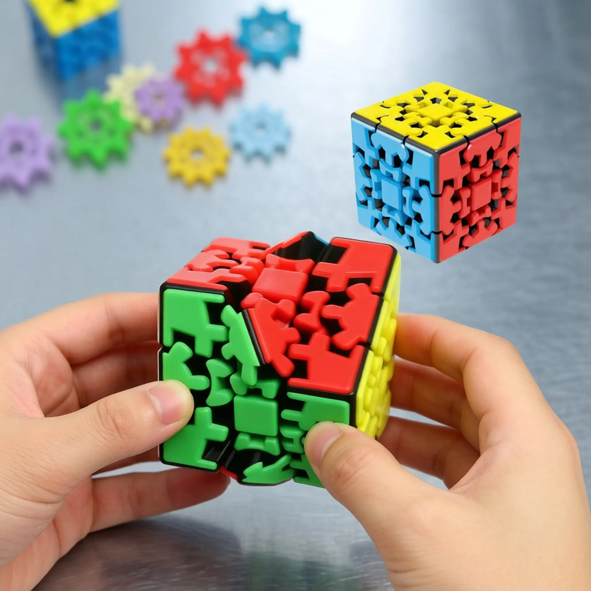 Premium 3D Gear Magic Cube Smooth Turning Brain Teaser Puzzle Desktop Fidget Stress Relief Sensory Toy For Hobby Collection thumbnail 2