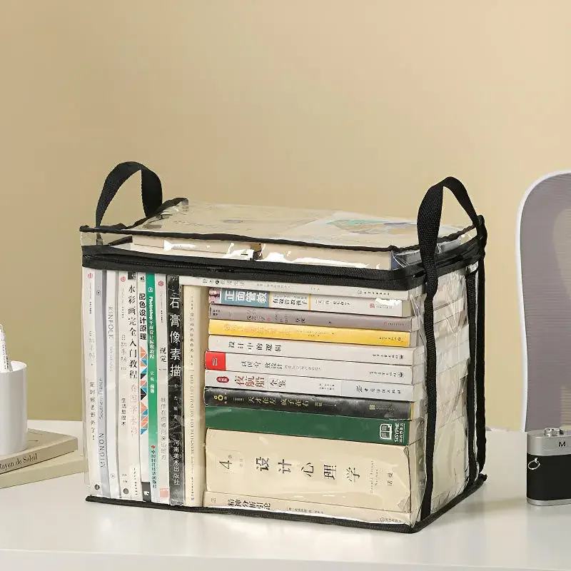 1pc Foldable Transparent Book Storage Box, Waterproof Book Organizer for Student Dormitory Classroom, Household Clear Bin thumbnail 4