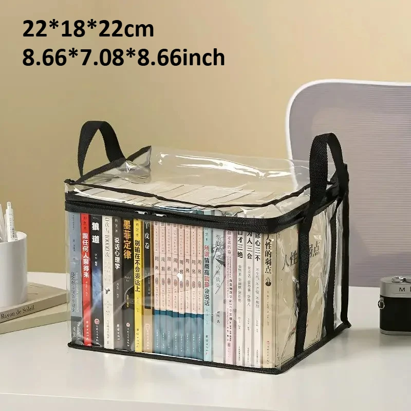 1pc Foldable Transparent Book Storage Box, Waterproof Book Organizer for Student Dormitory Classroom, Household Clear Bin thumbnail 3