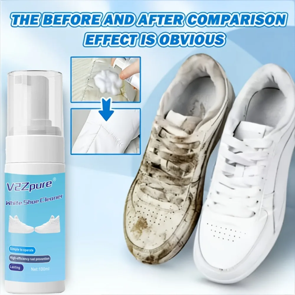 White Shoe Cleaner Whitening Polish Foam Quick Stain Remover for Sofa, Leather, White Shoes, Fabrics, Shoe Stain Removal Agent thumbnail 4