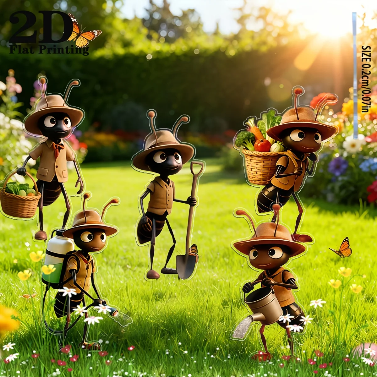 2D Flat, 3Pc Ant Acrylic Garden Decoration Set, Reusable - Suitable for Outdoor Decorations Such as Patios, Lawns, and Planters, Perfect Gift