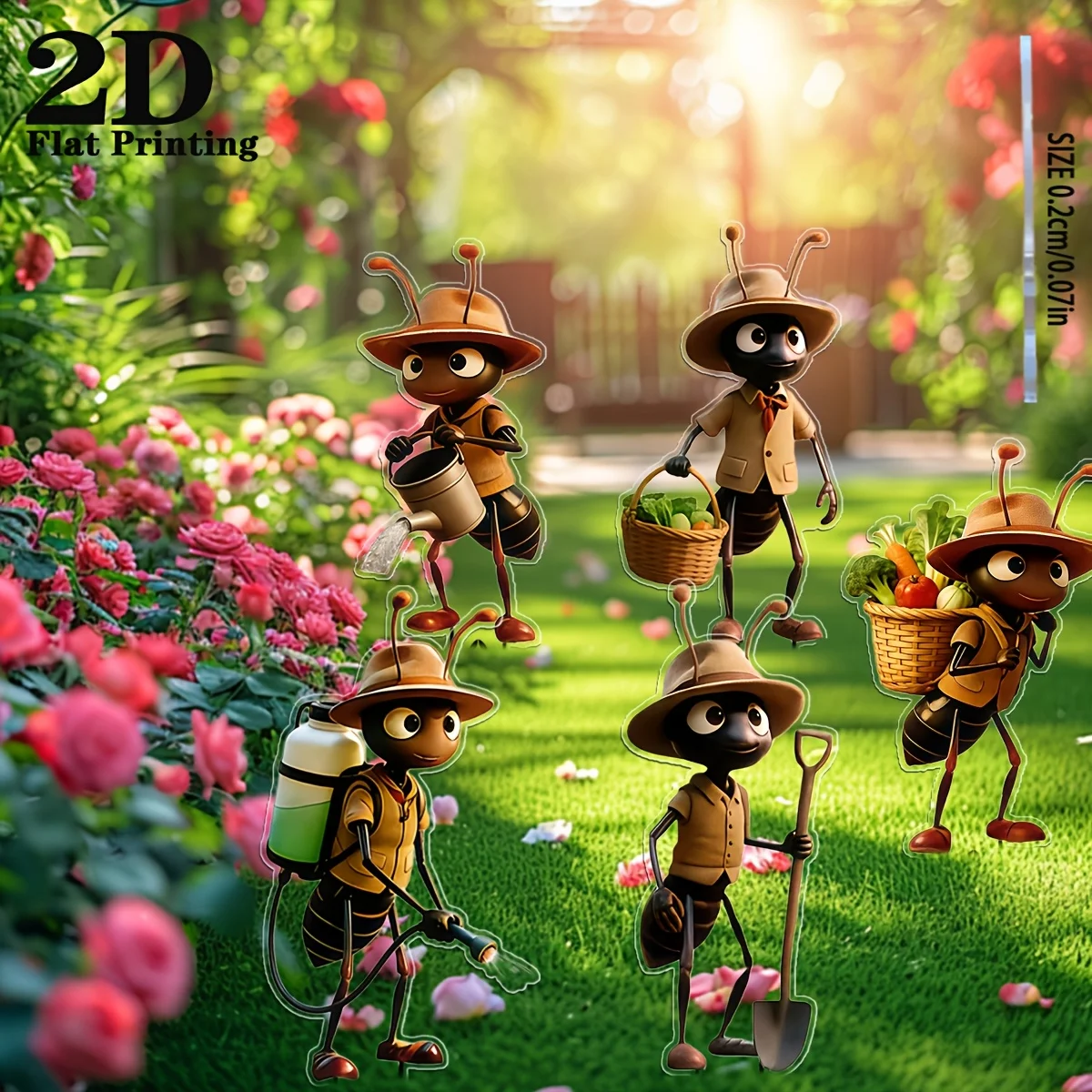 2D Flat, 3Pc Ant Acrylic Garden Decoration Set, Reusable - Suitable for Outdoor Decorations Such as Patios, Lawns, and Planters, Perfect Gift thumbnail 4
