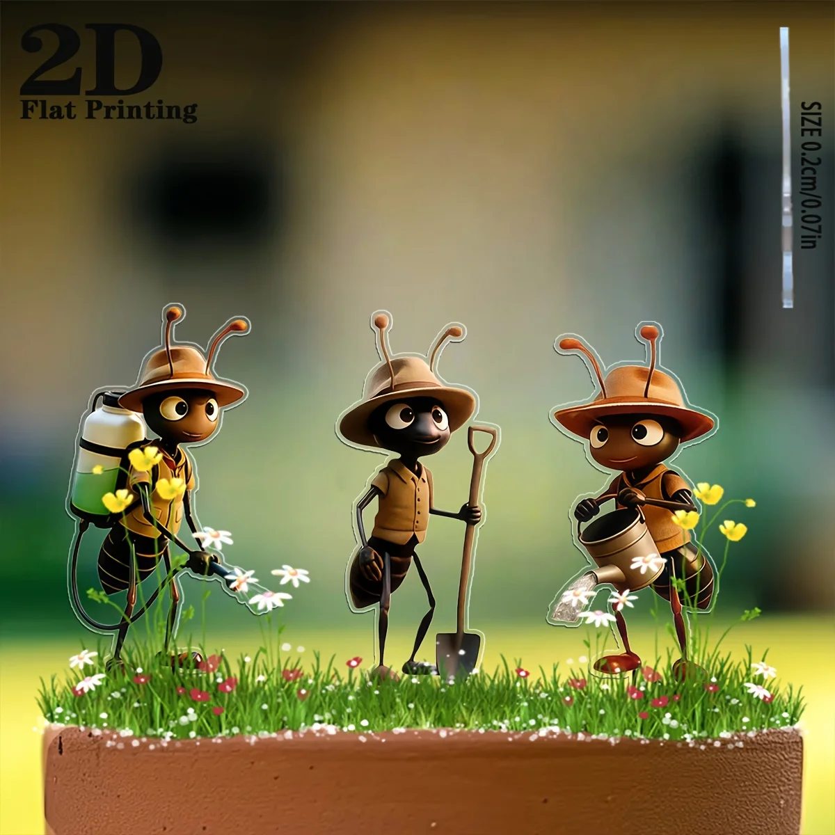 2D Flat, 3Pc Ant Acrylic Garden Decoration Set, Reusable - Suitable for Outdoor Decorations Such as Patios, Lawns, and Planters, Perfect Gift thumbnail 2