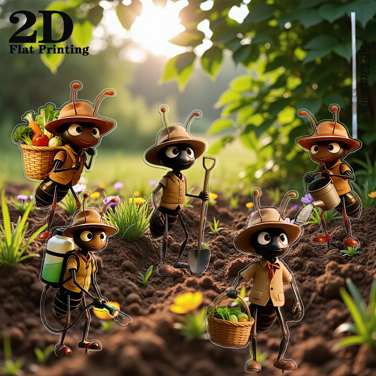 2D Flat, 3Pc Ant Acrylic Garden Decoration Set, Reusable - Suitable for Outdoor Decorations Such as Patios, Lawns, and Planters, Perfect Gift thumbnail 3